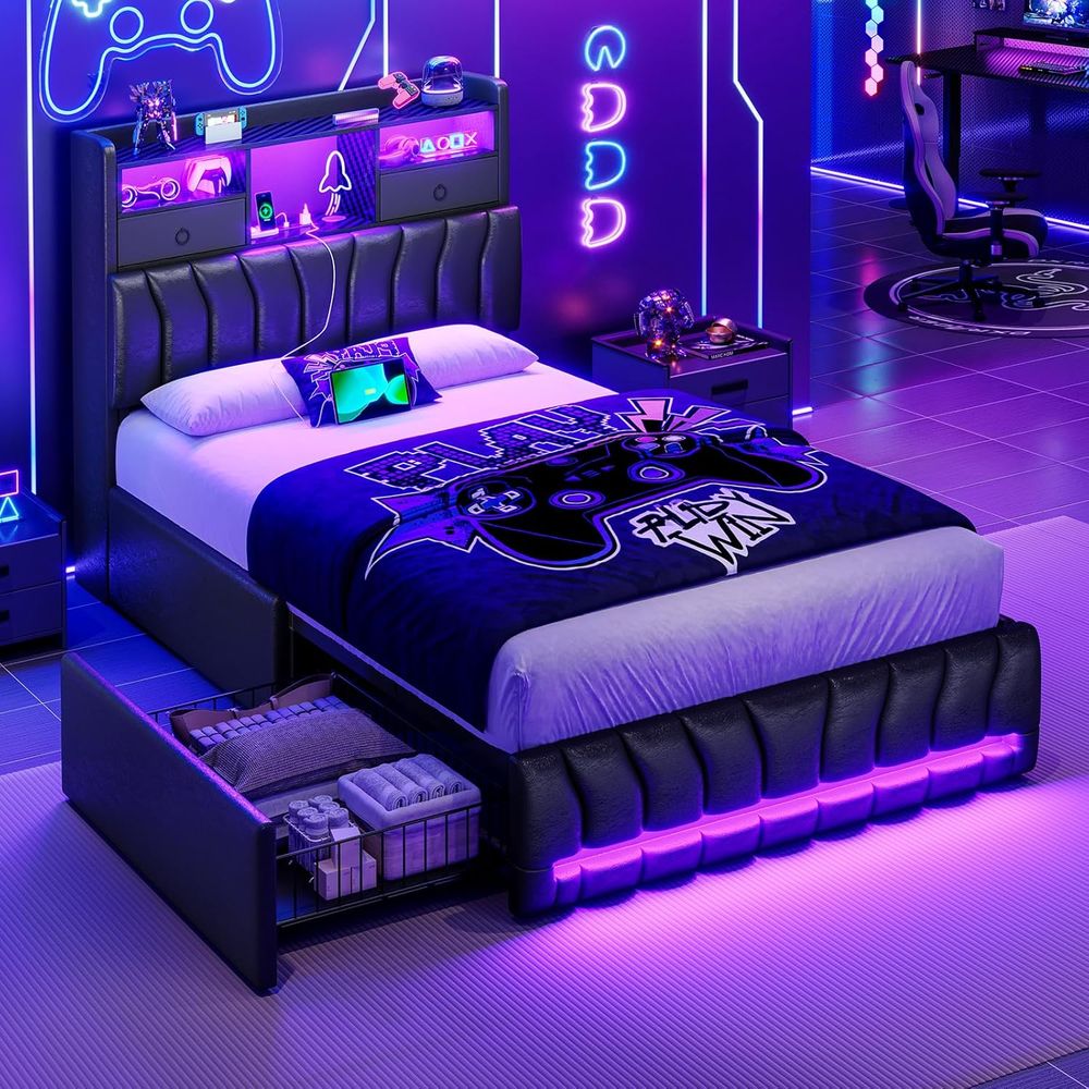 Esports Gaming Platform - Tempat Tidur Twin dengan Papan Penyimpanan,