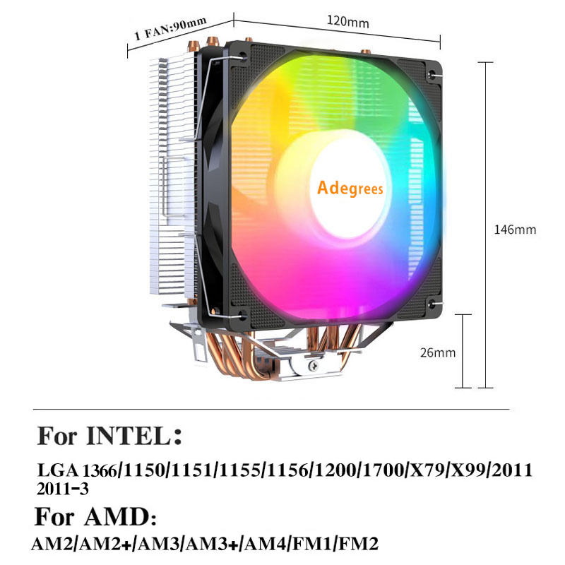 Pendingin CPU Menara X99 4 Hea - Esports Gaming Fan ulasan dan harga