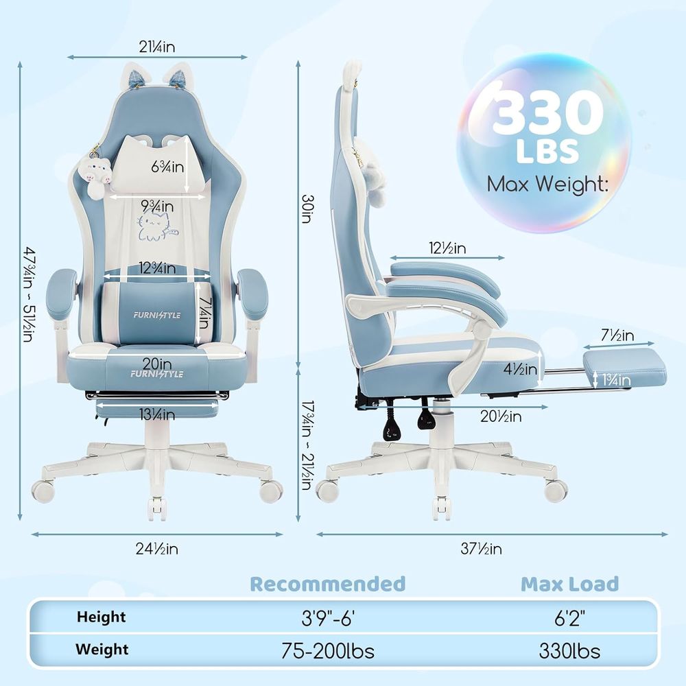 Kursi Gaming Ergonomis Biru/Pu - Gaming & Esports District ulasan dan harga